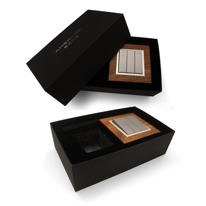 高档精装盒天地盖黑色礼盒五金配件门锁锁具卫浴套装纸盒包装盒