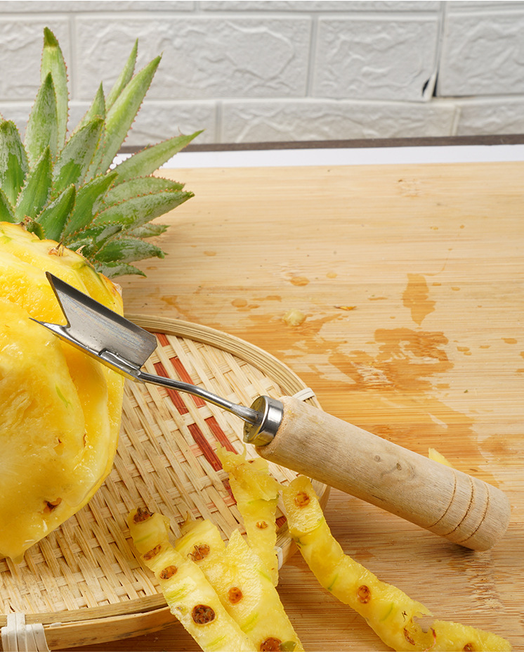 现货加厚不锈钢v字型菠萝刀凤梨去籽去皮刀水果削皮去眼夹工具