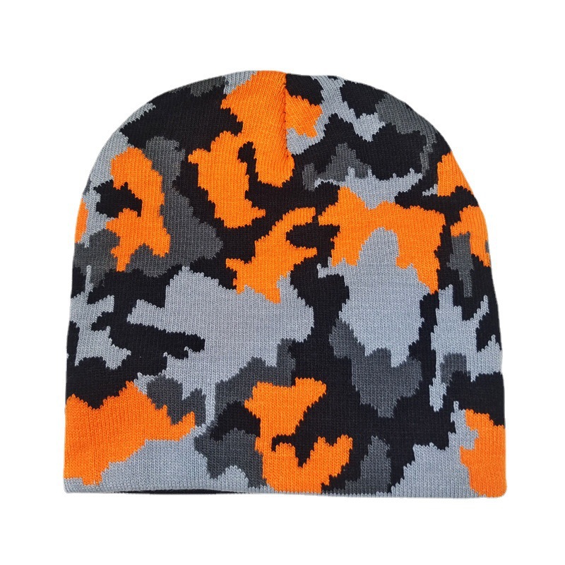 Cross-Border Camouflage Jacquard Knitted Hat Men's and Women's Beanie Beanie Woolen Cap Parent-Child Sleeve Cap Outdoor Ski Warm Hat