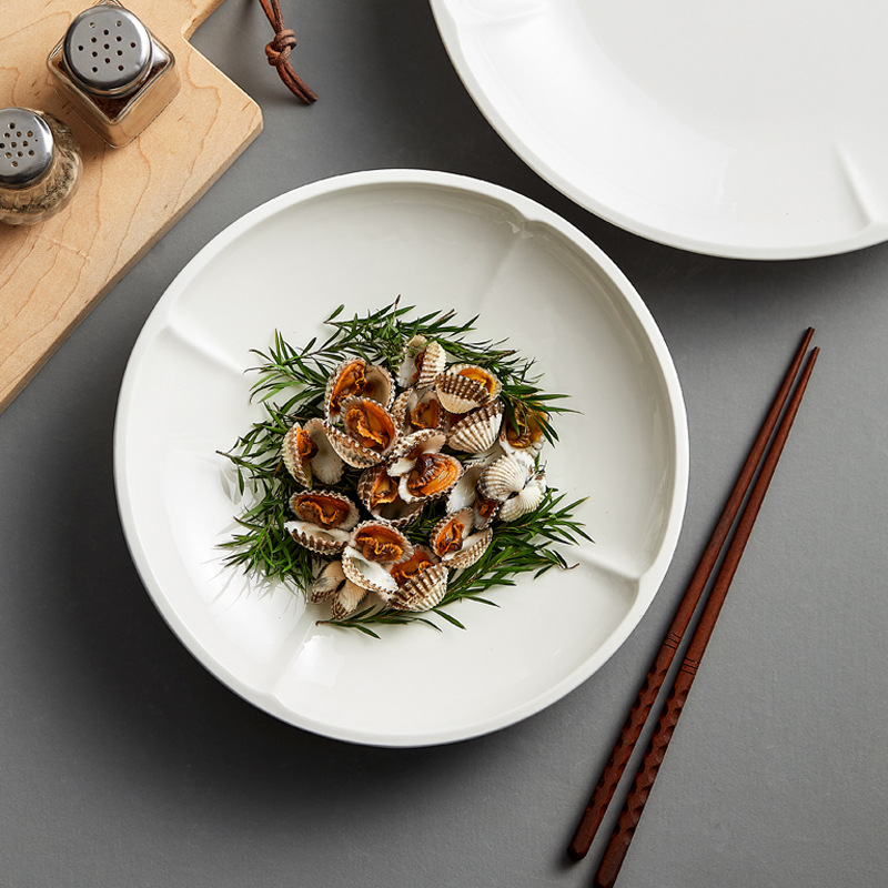 盘子深盘家用大号火锅碟子陶瓷沙拉盘2022新款圆形中餐饭店装菜盘