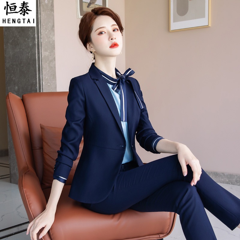 移动客服联通工作服女职业气质白领女装4s店工装西服套装春秋