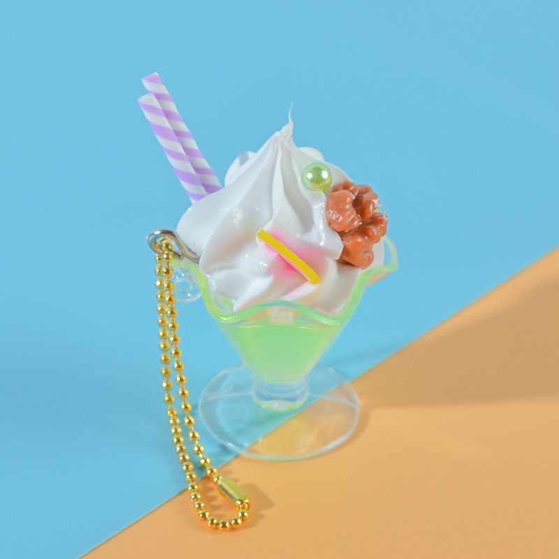 Sweet Style Simulation Cream Cake Ice Cream Cup Pendant Fun Simulation Candy Toy Sundae Glass Keychain Pendant