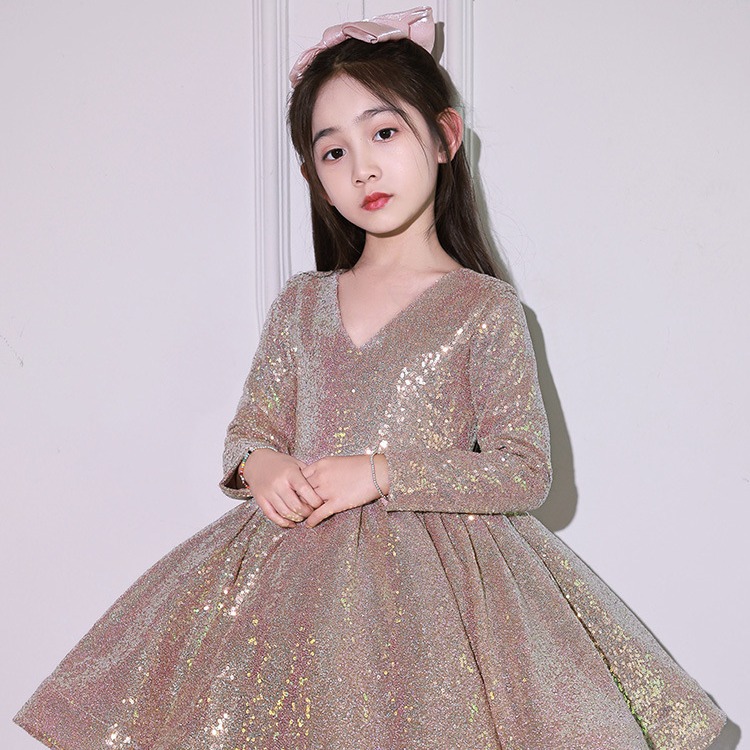 女童晚礼服蓬蓬纱主持人儿童花童婚礼公主裙小女孩钢琴演出服春季