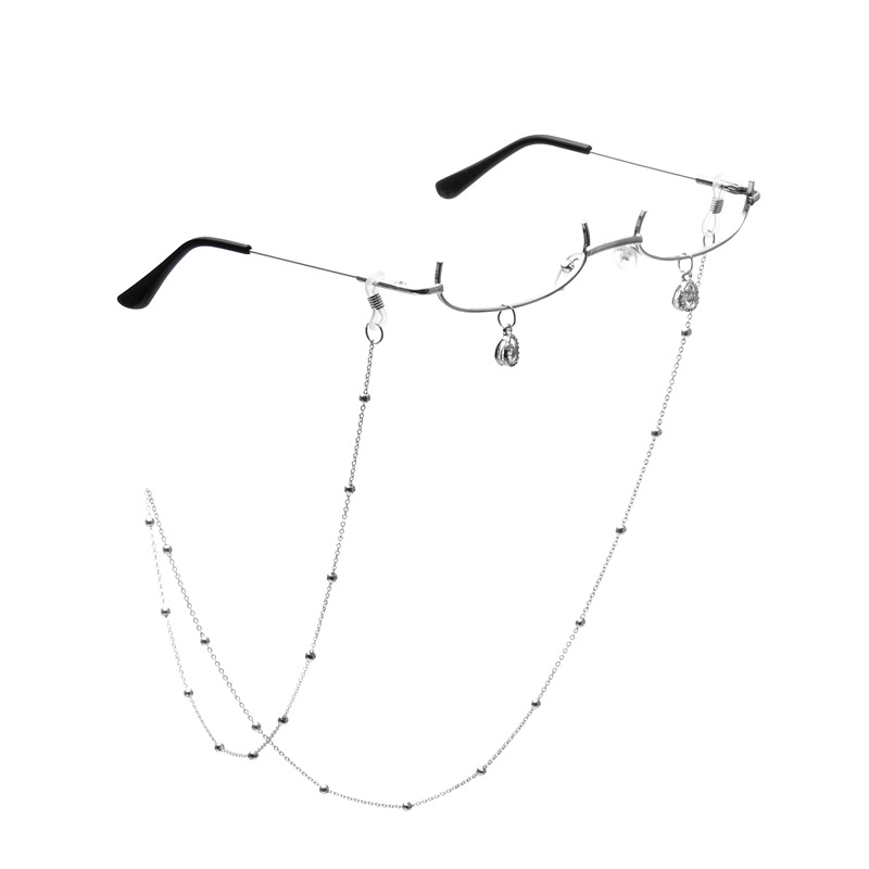 Tiktok Ins Half-Frame Decoration Glasses Lens-Free Frame Glasses Two-Dimensional Concave Shape Chain Pendant Glasses