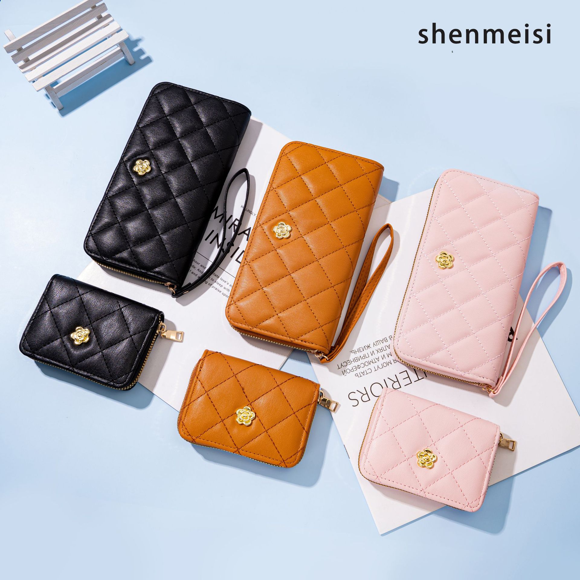 New Fresh Classic Style Women's Wrist Wallet Card Holder Multiple Card Slots Women's Cross-Border Mobile Phone Bag Set Customization