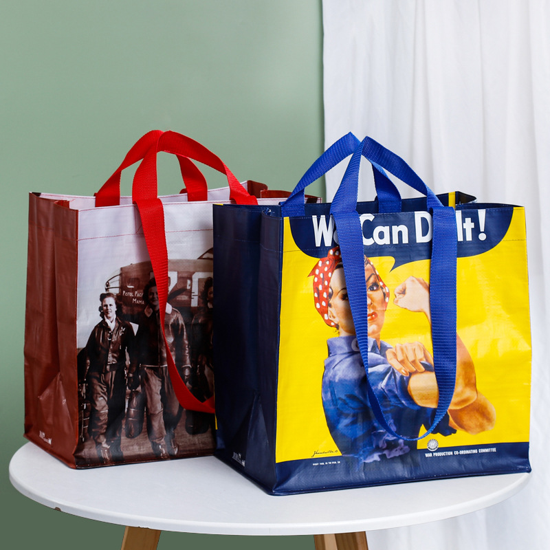 Pp Coated Woven Bag Factory Wholesale Foreign Trade Fashion Handbag Coated Environmental Protection Snakeskin Shopping Bag