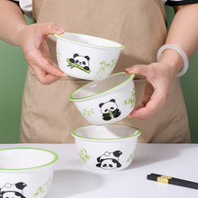 陶瓷碗家用米饭碗可爱熊猫小碗2024新款个性创意汤碗釉下彩餐具