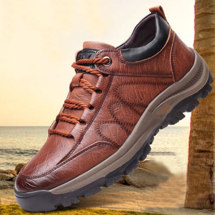 Sports Outdoor Fashion Shoes Low-Top Casual Hiking Shoes Men's Single Cotton 2023 New Casual plus Velvet and Cotton Leather Shoes Men