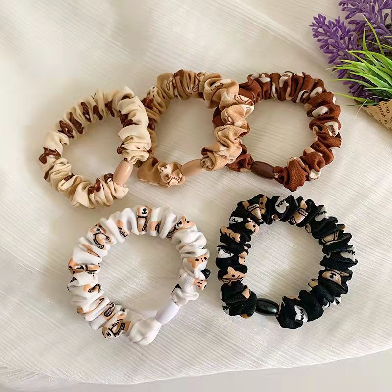 New Korean Style Cute Bear Small Intestine Hair Ring Women‘s Simple Mori Style High Elasticity Hairtie Rubber Band for Bun Haircut Wholesale