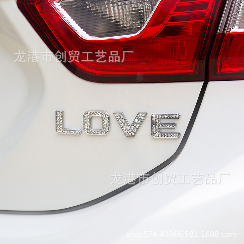 Cross-Border Diy Acrylic Car Twinkling Stickers Bumper Stickers Diamond Letter Bumper Stickers with Diamond English Text Bumper Stickers Rhinestone Letters Bumper Stickers Accessories