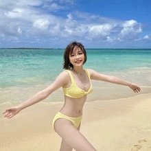 2023年新款波浪布比基尼女士拧包分体泳衣辣妹欧美性感沙滩潜水度