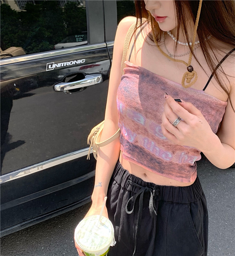 港味甜辣风吊带上衣女ins夏季性感打底内搭无袖外穿抹胸露脐背心