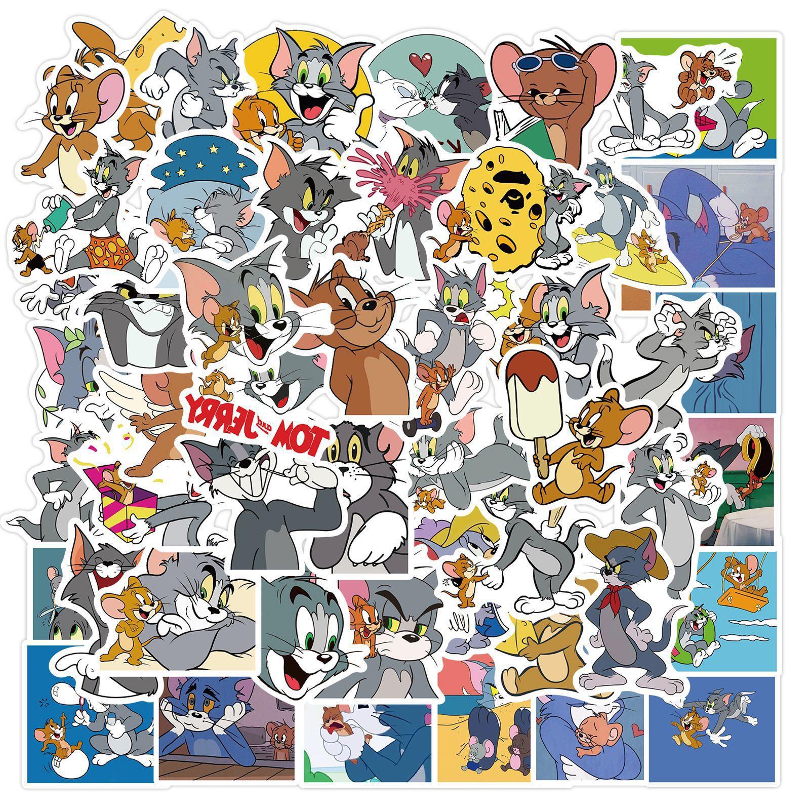 50张卡通猫和老鼠涂鸦贴纸行李箱摩托车笔记本防水个性贴画