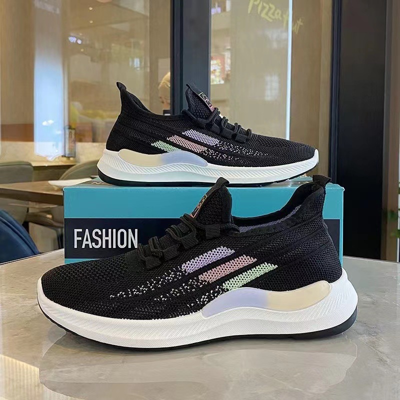 Boxed New Spring and Summer Flying Woven Casual Sneaker Lightweight Breathable Mesh Shoes Versatile Soft Bottom Non-Slip Casual Shoes for Students
