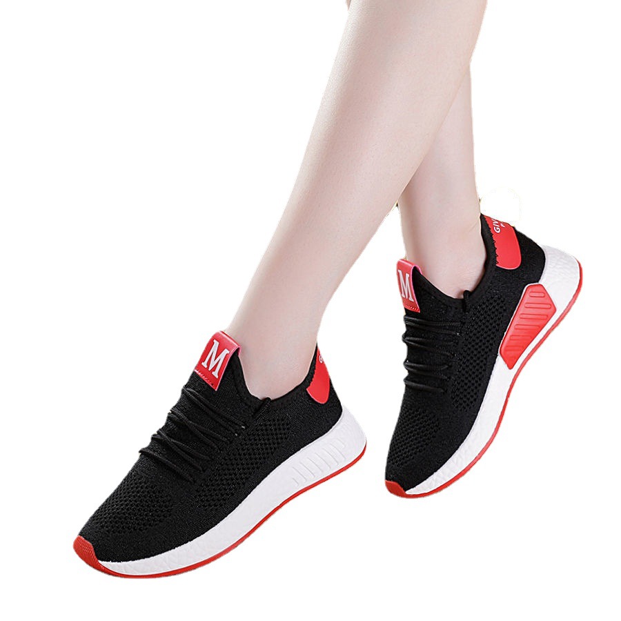 [Monthly Sales 1000 +] Fly-Knit Sneakers Women's One Piece Dropshipping Spring and Summer Flat Casual Shoes Mesh Surface Shoes Student Shoes