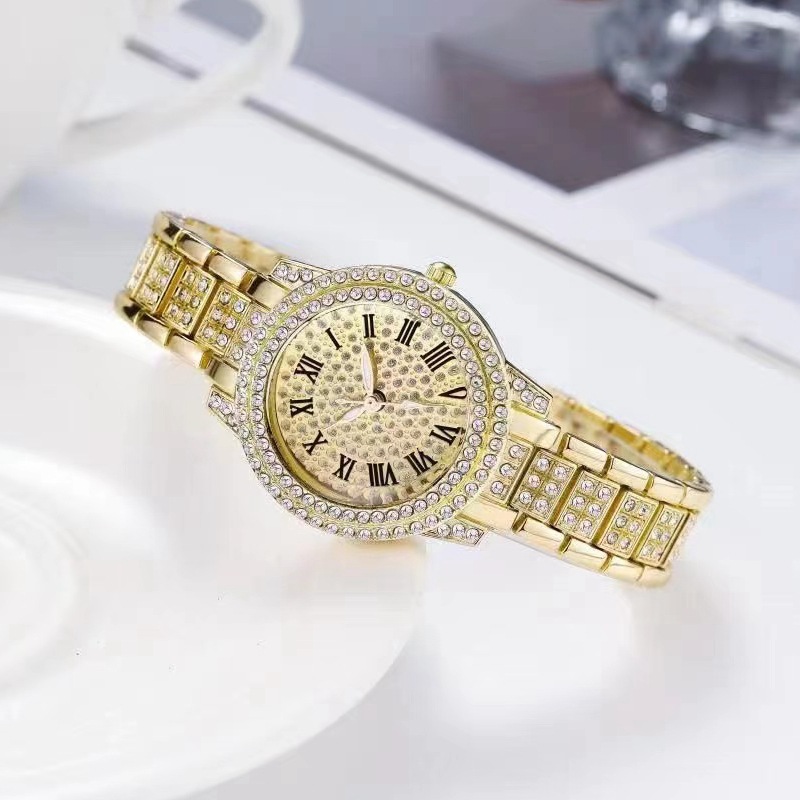 Winter New Full Body Rhinestone Luxury Watch Women's Starry Steel Chain Watch Fashion Temperament Small Dial Watch Women