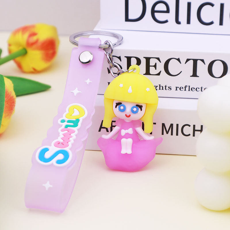 Cute Cartoon Dumpling Girl Keychain Pendant Doll Accessories Creative Cartoon Ornaments Push Small Gift Wholesale