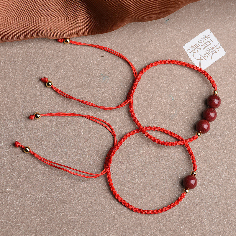 原矿朱砂手链 女紫金砂14k包金红绳子本命年手绳细款-阿里巴巴