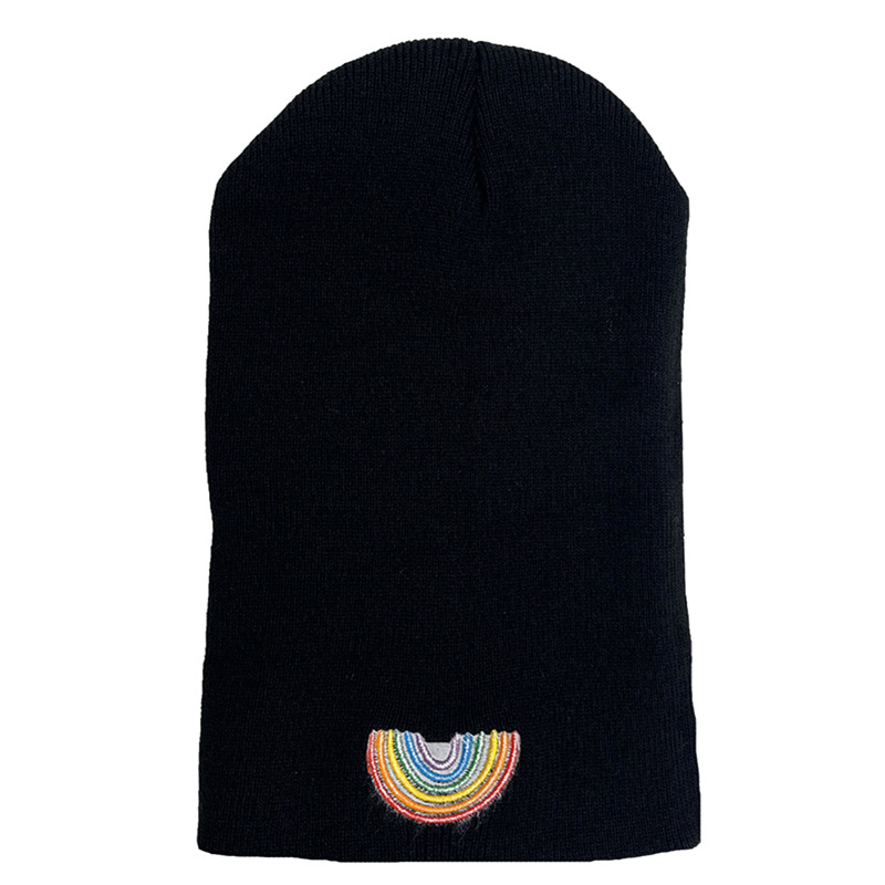 Cross-Border Rainbow Embroidery Wool Sleeve Cap Knitted Hat Student Outdoor Men's and Women's Autumn and Winter Warm Hat Beanie Hat