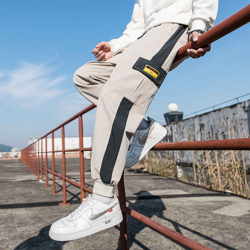 Pants Men's 2024 Spring and Autumn Sports Casual Pants Men's Fashion Brand Ankle Banded Cropped Men's Loose Cargo Pants Men's Pants