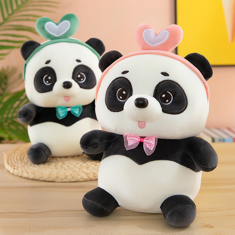 爱心大熊猫公仔抱枕毛绒玩具儿童礼物玩具logo跨境现货一件代发