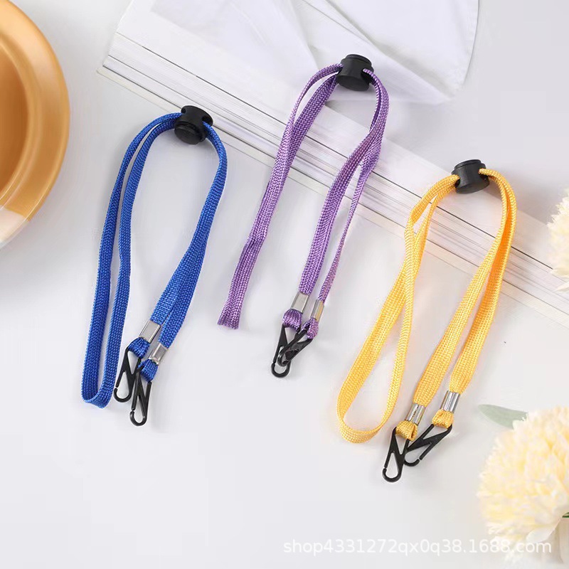 factory in stock supply colorful adjustable windproof polyster rope mask lanyard bucket hat straw hat rope wholesale