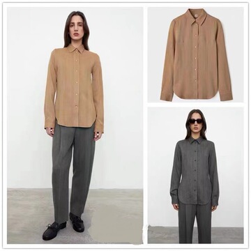 双十一福利纯元tt羊毛混纺人字纹修身长袖衬衫羊毛混纺挺括通勤