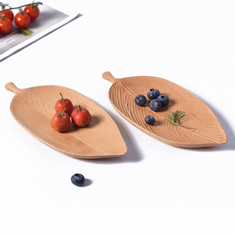 Solid Wood Dim Sum Plate Hotel Dinner Plate Creative Dried Fruit Tray Wooden Tray Beech Japanese Dish round Wooden Plate Wholesale