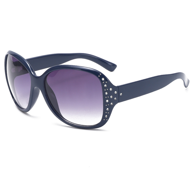 2023 New Sunglasses Women's European and American Large Frame Trendy Spot Drill Sunglasses Men's Oval Frame Toad Sun Glasses