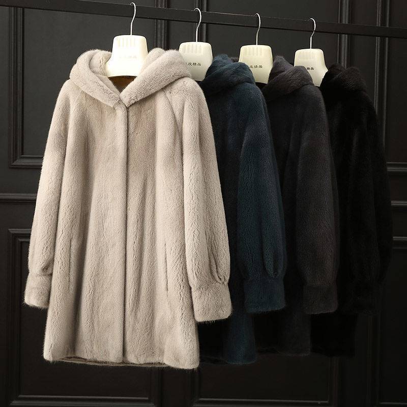 紫标加厚水貂皮外套女中长款带帽貂皮大衣女真貂秋冬款-阿里巴巴