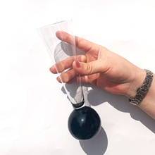 创意鸡尾酒杯玻璃黑色圆球底座杯子个性香槟杯果汁杯