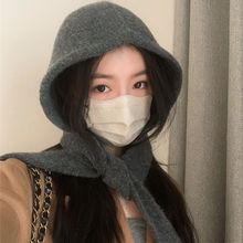 韩国新款巴拉克拉法帽子女秋冬保暖护耳毛线帽围脖一体针织雷锋帽