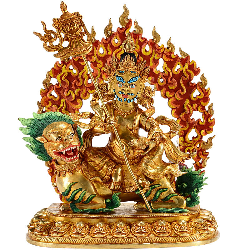佛缘汇尼泊尔手工全鎏金财宝天王佛像居家供奉铜藏传佛像摆件10寸
