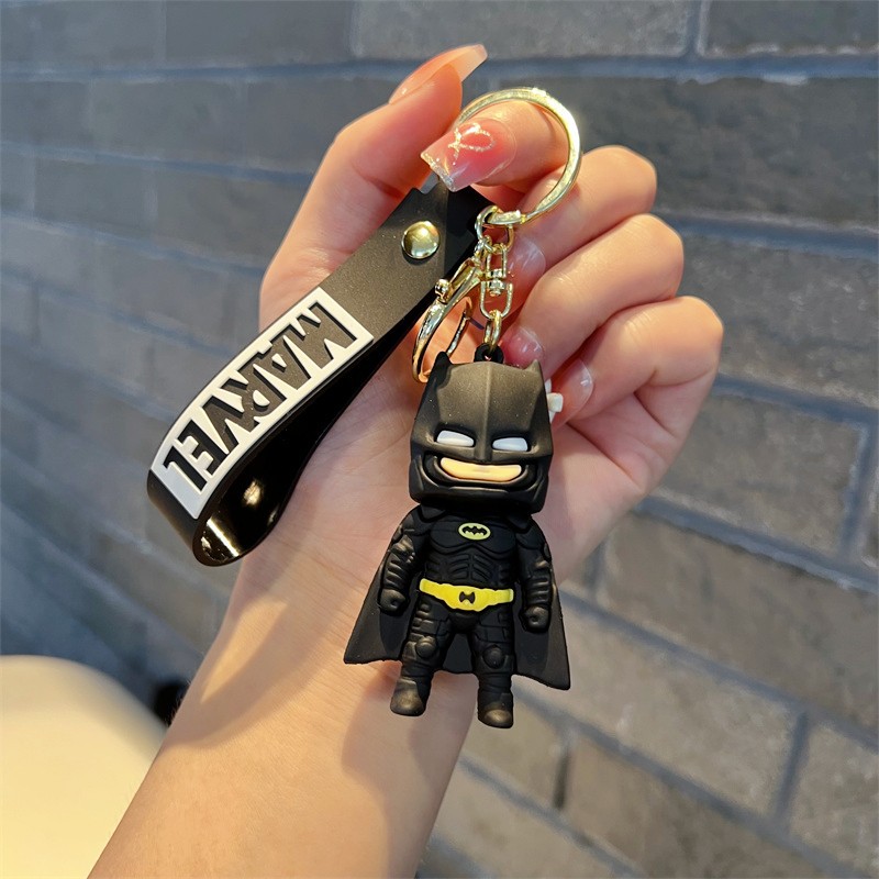 Creative Cartoon Batman Keychain Cute Black Bat Marvel Heroes Key Chain Men and Women Handbag Pendant Wholesale