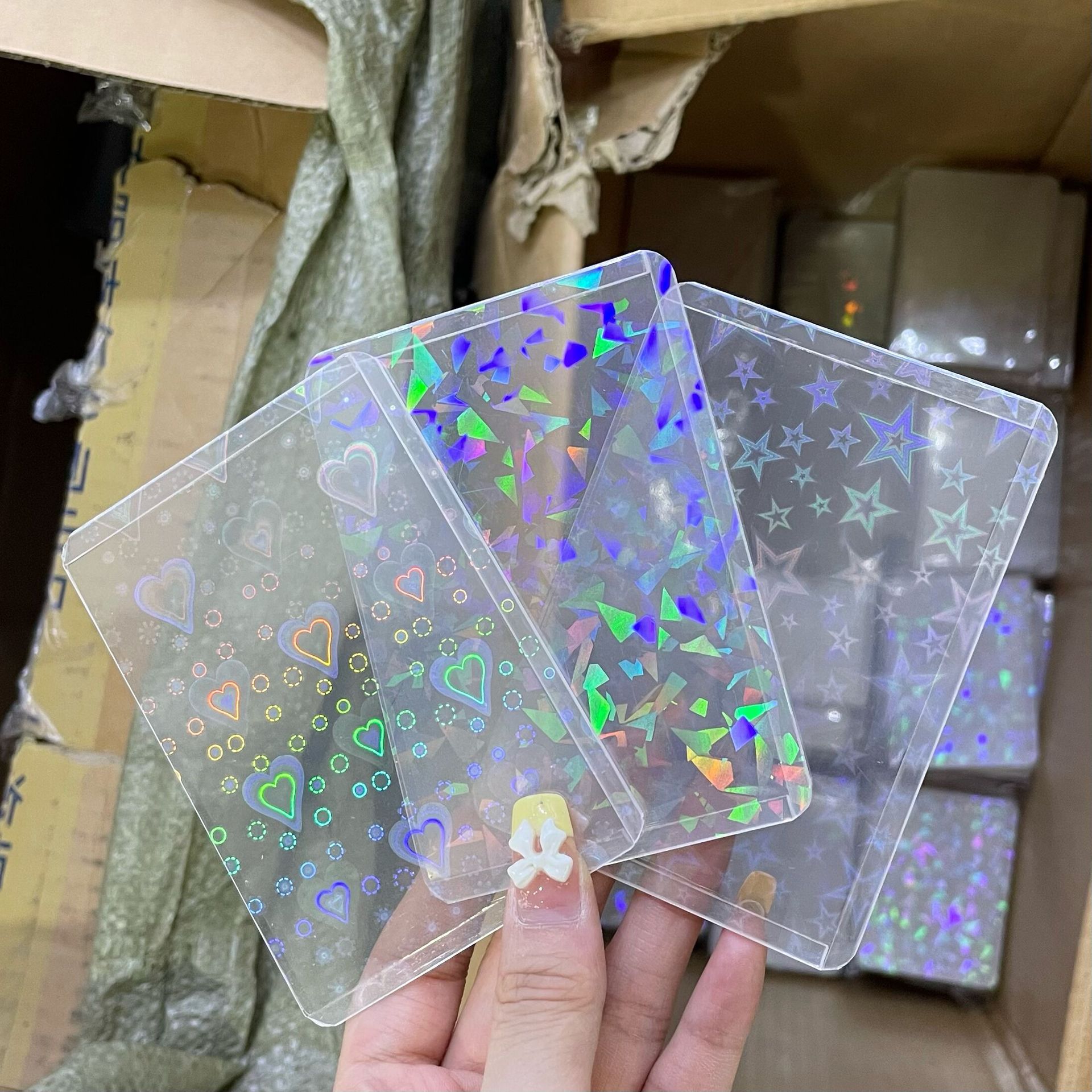 Flash Film B8 Hard Card Folder Single-Sided Laser 35 Silk Star Small Card Holder Goka PVC Transparent 3-Inch Polaroid Photo Set