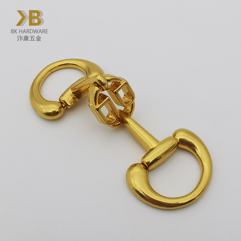 厂家供应鎏金马衔扣 diy手作女包手挽扣 箱包五金装饰浅金色对扣