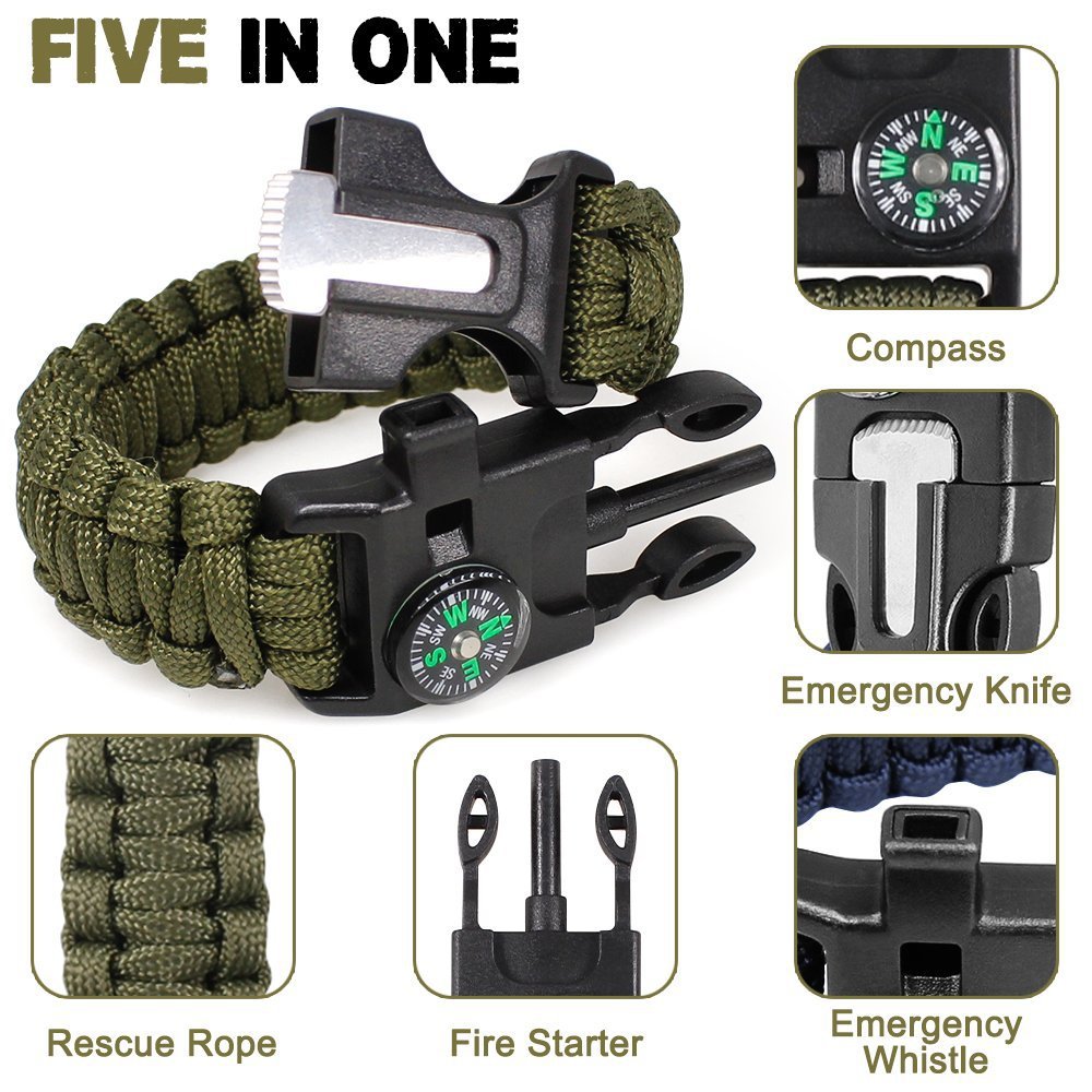 Paracord Bracelet Five-in-One Survival Compass Bracelet Multifunctional Outdoor Umbrella Rope Camping Adventure Seven-Core Lifeline