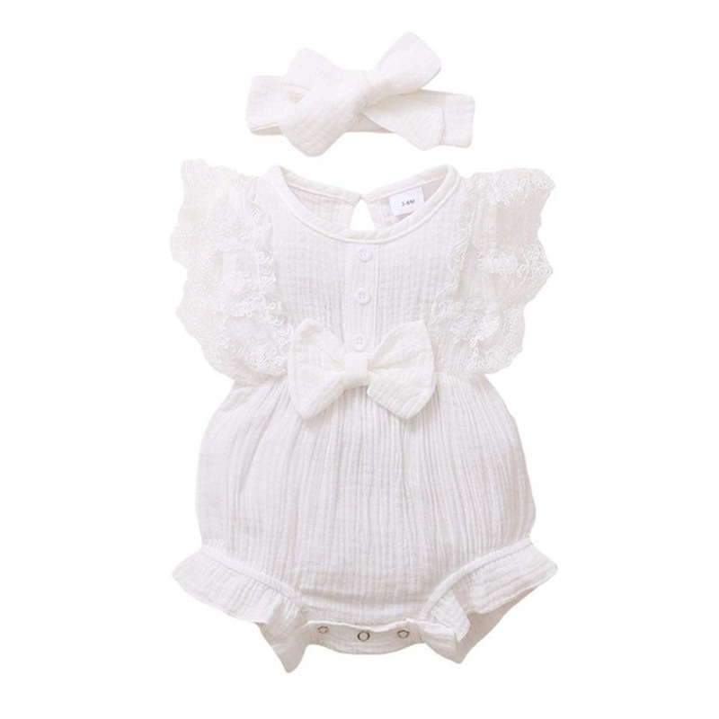 Ins European and American Foreign Trade Baby Girl Baby Candy Color Lace Bag Fart Romper Princess Dress Jumpsuit Hair Band Baby Clothes