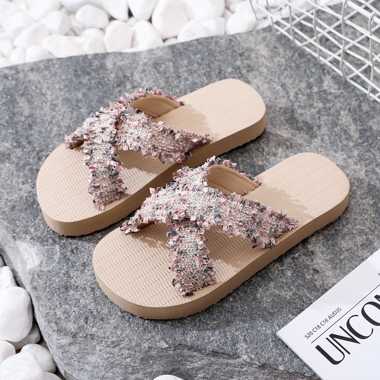 民族风夏季新款儿童一字拖女童沙滩鞋夹脚凉拖女交叉拖鞋女外穿