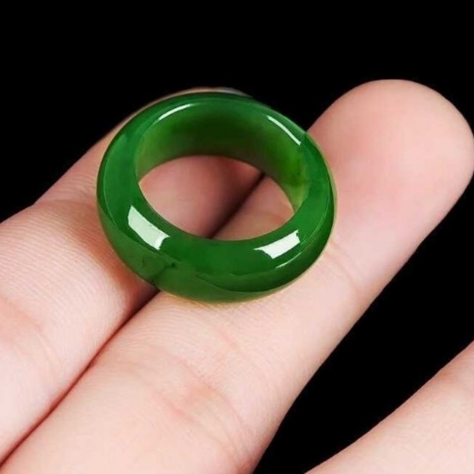 外蒙玉 碧玉色戒指 玉戒指尾戒情侣对戒男女款