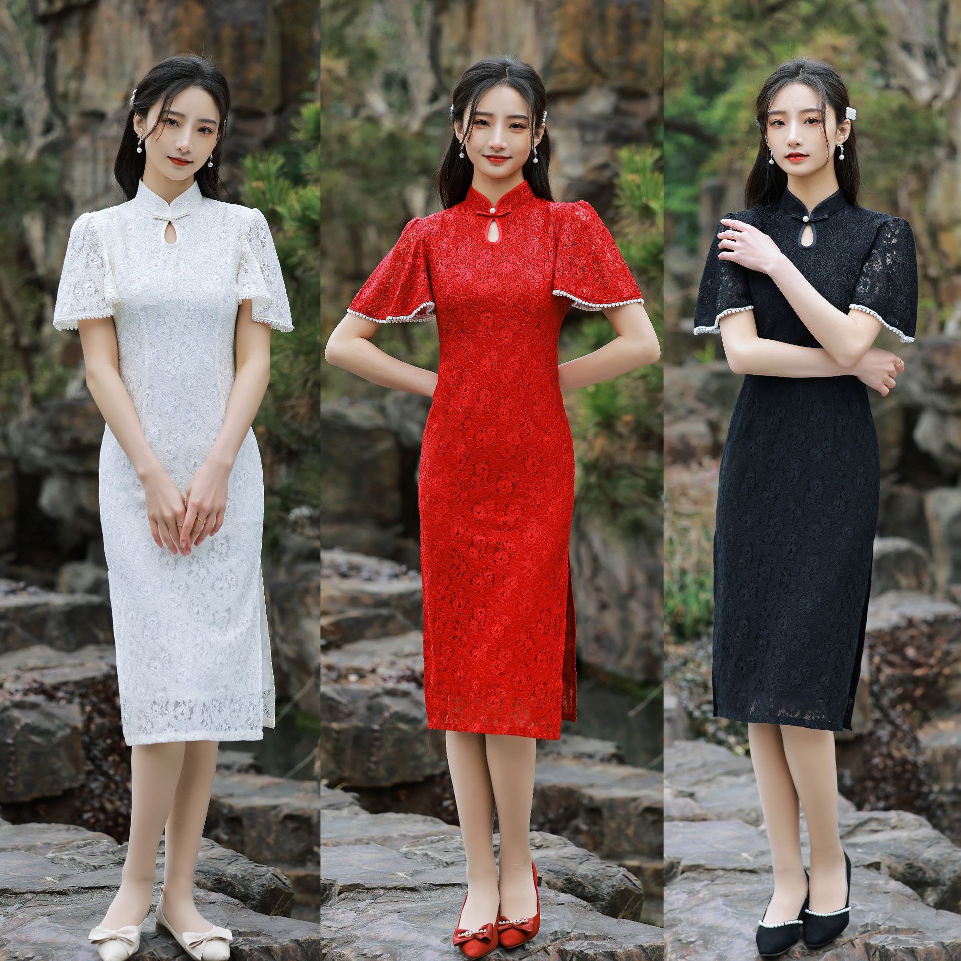 新款喇叭袖长款旗袍女2022年改良民国风复古气质高端上海年轻款