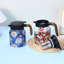 新款316焖茶壶不锈钢保温杯泡茶壶木纹焖茶壶国潮茶水分离保温壶