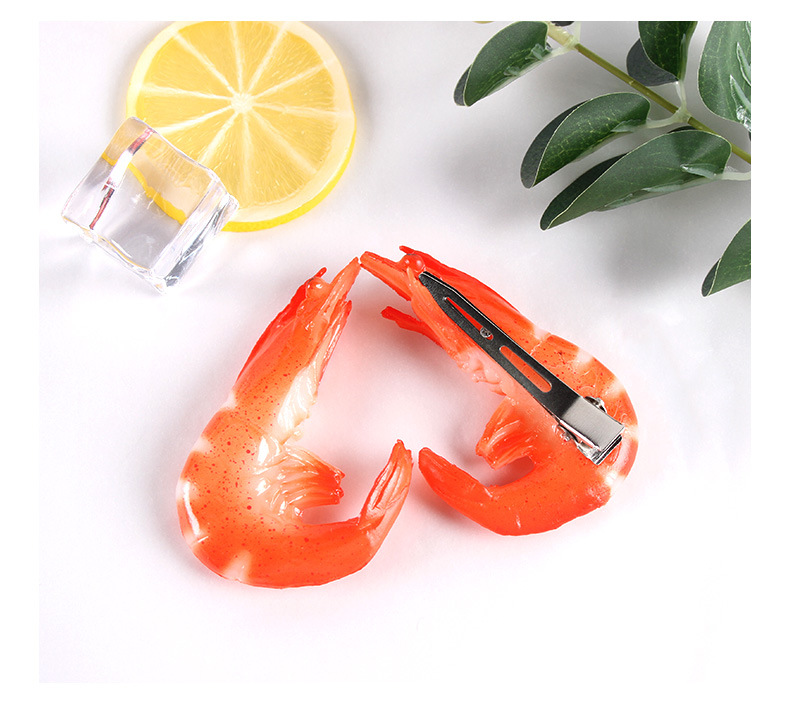 网红同款发夹源头厂家仿真大虾边夹发卡设计搞怪个性侧边夹子头饰