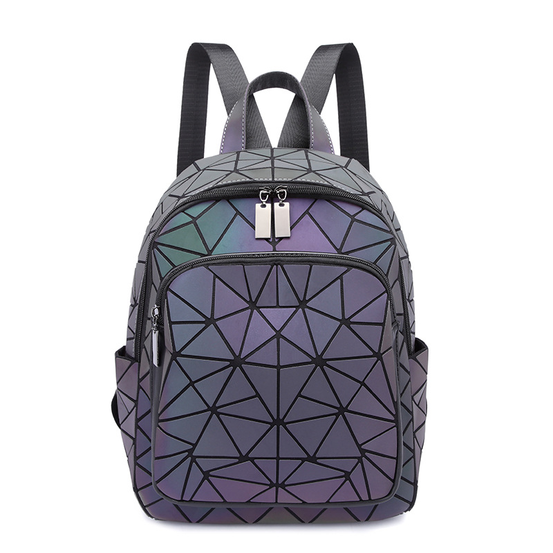 Foreign Trade 2023 New Backpack Anti-Theft Luminous Backpack Lightweight and Large Capacity Schoolbag Fashion Rhombus Backpack for Women