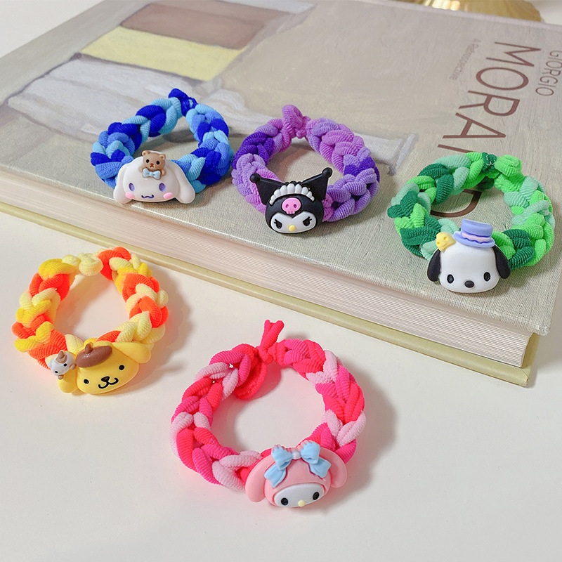 2023 New Sanrio Rubber Band DIY Woven Homemade Cartoon Hair Band Bracelet Hairtie Couple Girlfriends Carrying Strap