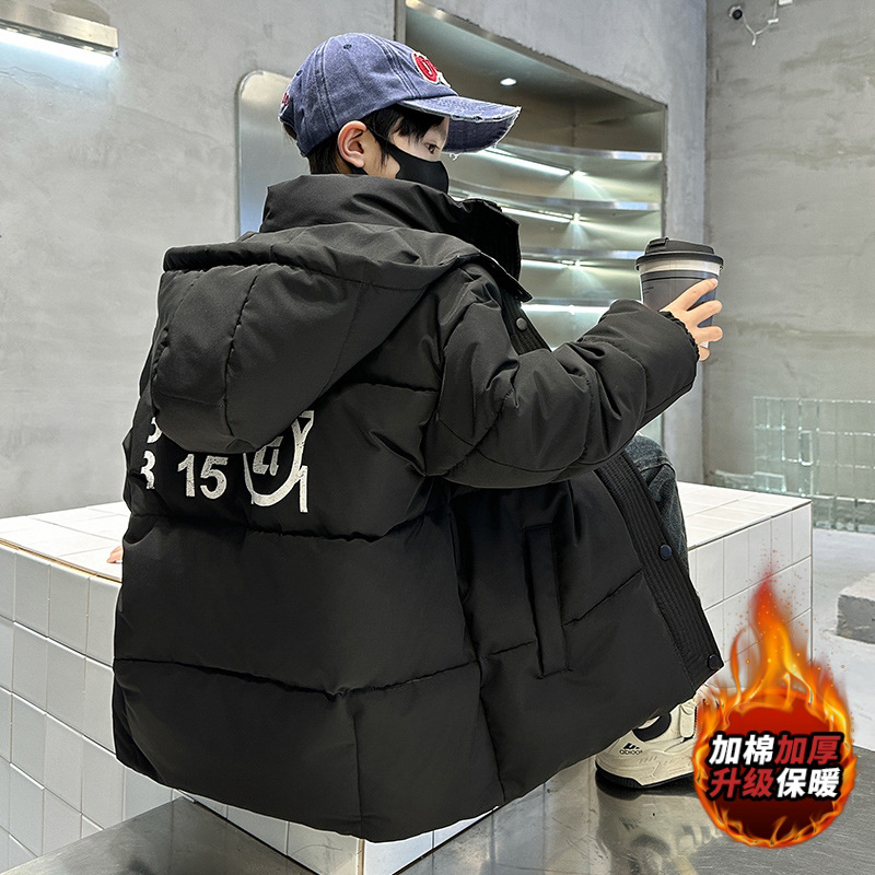 男童加厚棉衣中长款2025新款冬季男孩中大儿童冬装羽绒棉棉服外套