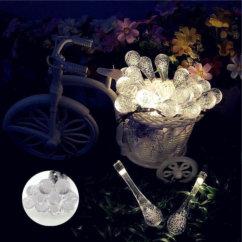 Led Solar Water Drop Bubble Ball Lighting Chain Outdoor Camping Waterproof Courtyard Decoration Colorful Flashing Light Lighting Chain Holiday Light