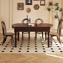 复古风实木餐桌椅组合胡桃木色可伸缩方圆两用小户型美式法式饭桌