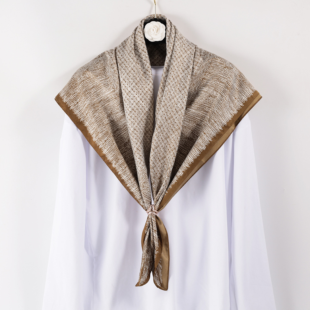 跨境货源 迪拜休闲头巾90*90cm大方巾细斜纹仿真丝丝巾女一件代发