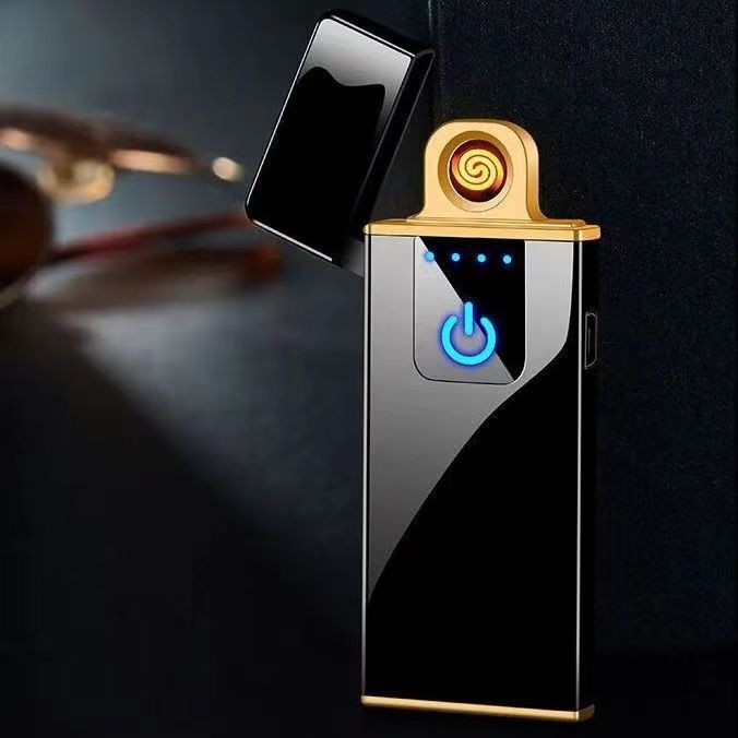 Ultra-Thin Charging Lighter Fingerprint Induction Zodiac Electric Tungsten Wire Cigarette Lighter Metal Windproof Gift Gift Wholesale Tide